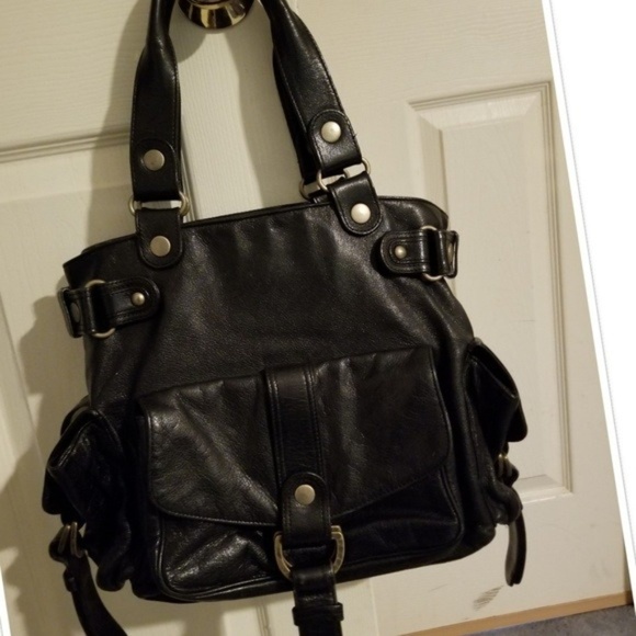 Kooba Handbags - KOOBA Black Leather Satchel w/Brass Embellishments